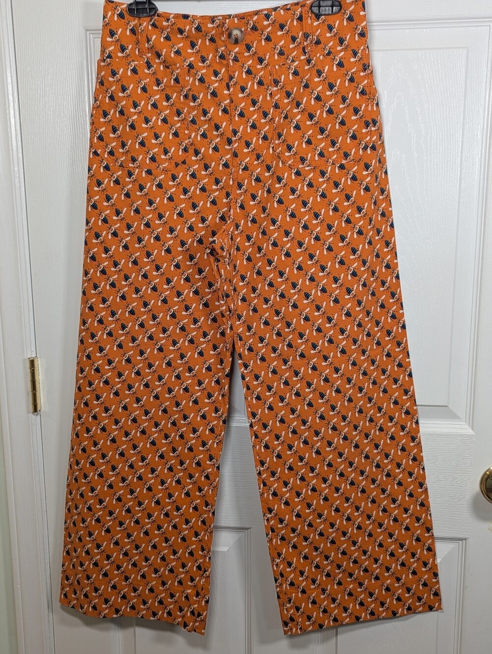 Anthropologie Maeve x Sarah Gordon Colette Bee Print Wide Leg Crop Pants Size 6